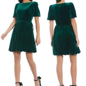 Nicole Bathie Antonio Melani Elegant Green Velvet Dress